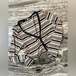 Black and White Striped Cardigan Sweater w/ Button Women’s Size Small